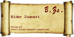 Bider Zsanett névjegykártya